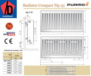 Radiator din otel Purmo C 33/450/400
